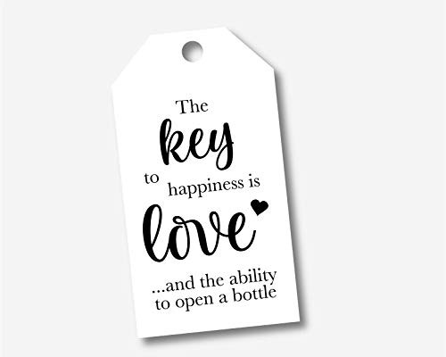 24ct Bottle Opener Favor Tags  The Key to Happiness is Love  Wedding Favor Tags  MLT 649