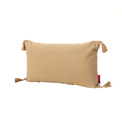 Christopher Knight Home Nolan Fabric Tassel Rectangular Throw Pillow  Flax