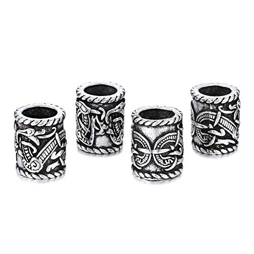 4pcs Dragon Beads Viking Beard Beads Hair Beads Viking Hair Beads for Men DIY Beads Beads Bearded Large Viking Beard Beads Metal Beads