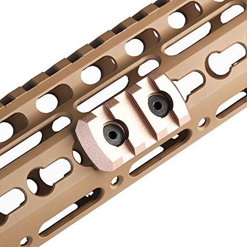 TuFok Picatinny Rail Section Keymod   Low Profile Tan Picatinny Rail Mount  Keymod Rail Attachment Mount Aluminum 3 Slot Tan