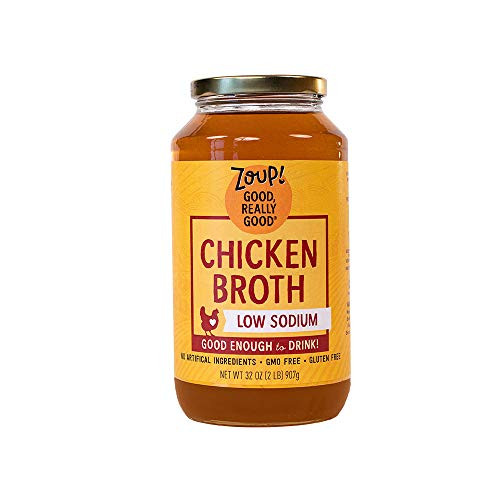 Low Sodium Chicken Broth by Zoup   Gluten Free  Non GMO  Fat Free  Low Sodium Chicken Broth  1 Pack