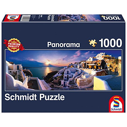 Schmidt Spiele "Sundown at Santorin Panorama Puzzle (1000 Piece) Schmidt Spiele "Sundown at Santorin Panorama Puzzle (1000 Piece)