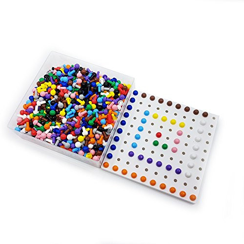 Peg Board with 1200 Small pegs (100 pegs of 12 Colors - Includes Montessori Colors)