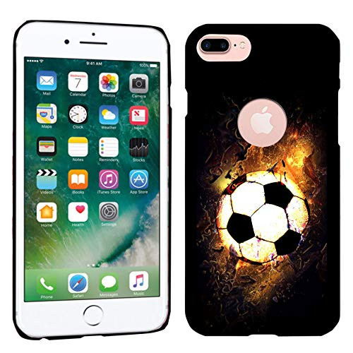 Glisten iPhone 7 Plus Case  iPhone 8 Plus Case   Soccer On Fire Design Printed Slim Profile Cute Plastic Hard Snap on Back iPhone 7 Plus Case  iPhone 8 Plus Case Cover