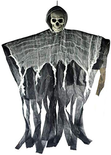 39inch Skeleton Haunted House Props Horror Party Grim Reaper Skull Halloween Hanging Ghost Haunted House Hanging Grim Reaper Horror Props Home Door Halloween Decorations  A 1 Piece