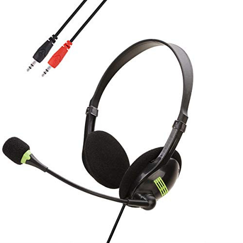 DaMohony Headset Computer Dual 3 5 mm Plug with Microphone On Ear Headphone with Mic Switch Volume Control Surround Sound Noise Canceling for Desktop PC Laptop