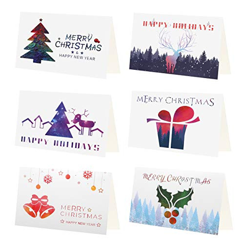 KESOTE 24 Pack Christmas Cards with Envelopes and Sealing Stickers   6 Assorted Holiday Cards  Blank Xmas New Year Greeting Cards Bulk