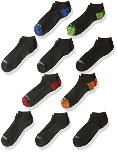 Fruit of the Loom Boys  Little 10 Pair Half Cushion No Show Socks  black assort  Small  Shoe Size  4 5 8 5