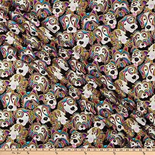 Benartex Dog On it Lets Face It Black Multi Quilt Fabric By The Yard