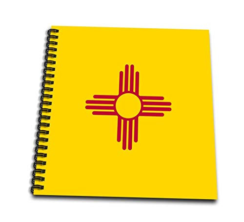 3dRose db 158391 3 Flag of New Mexico Us American United State of America Use Red Sun Symbol of The Zia on Yellow Mini Notepad  4  x 4