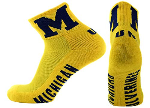 NCAA Michigan Wolverines Quarter Socks  Maize