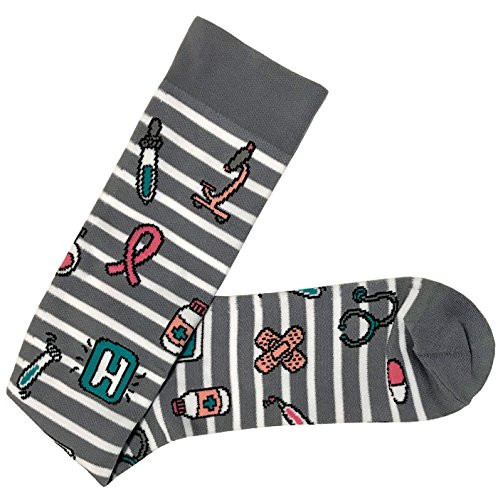 Prestige Medical Premium Compression Socks  Grey Stripes and Symbols