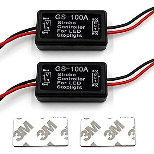 RGEEK 2pcs GS 100A Flash LED Strobe Controller Car Flasher Module for Brake Light Tail Stop Light