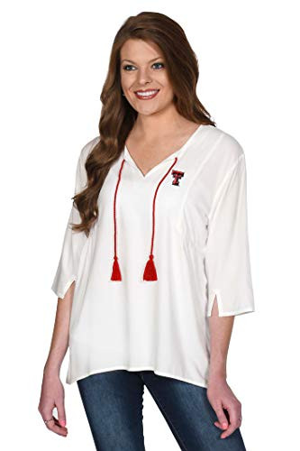 UG Apparel NCAA Texas Tech Red Raiders Tassel Tunic  Off White  Medium