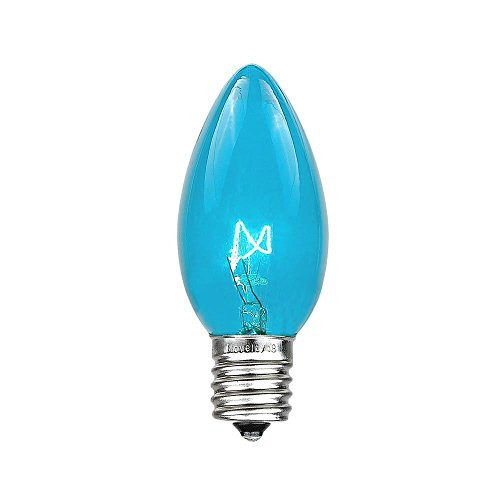 Novelty Lights 25 Pack C9 Outdoor Christmas Replacement Bulbs  Teal  E17 C9 Intermediate Base  7 Watt