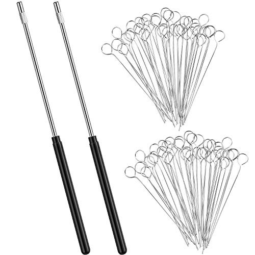 2 Pieces Reusable Inoculating Loop with 80 Pieces 10uL Nichrome Needle Tips Inoculation Loop for Lab Tissue Culture