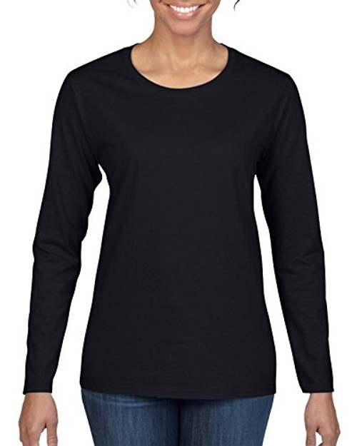 Gildan Women s Heavy Cotton Long Sleeve T Shirt  2 Pack  Black  Large