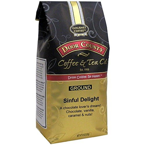 Door County Coffee  Sinful Delight  Chocolate  Vanilla  Caramel and Hazelnut Flavored Coffee  Medium Roast  Ground Coffee  10 oz Bag