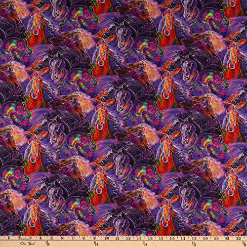 Benartex Painted Horses Painted Horses Purple Multi Quilt Fabric
