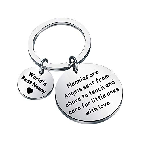 AKTAP Nanny Gifts Appreciation Keychain Nannies are Sent from Above to Teach and Care for Little Ones with Love Babysitter Jewelry Thank You Gift for Nanny  Nanny Keychain