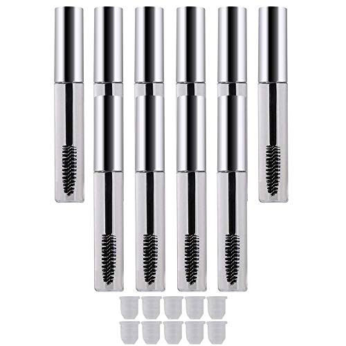 10pcs 10ml Siliver Cap Empty Plastic DIY Mascara Tube Eyelash Cream Wand Container Bottle Vials With Brush
