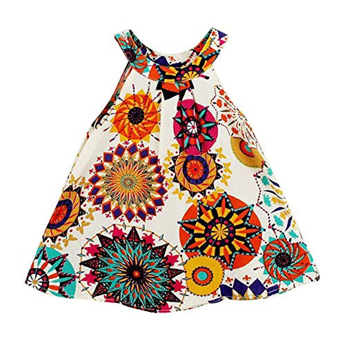 Hipea Baby Girl Clothes Bohemian Sleeveless Flower Princess Floral Formal Kids Summer Dress Skirt  Boho Dress  3 4T