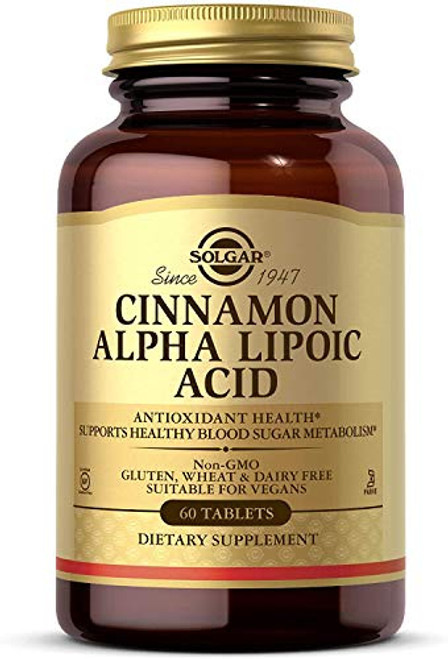 Solgar Cinnamon Alpha Lipoic Acid 60 Tablets Antioxidant Health Supports Healthy Blood Sugar Metabolism Non GMO Vegan Gluten Free Dairy Free Kosher 60 Servings Solgar Cinnamon Alpha Lipoic Acid 60 Tablets Antioxidant Health Supports Healthy Blood Sugar Metabolism Non GMO Vegan Gluten Free Dairy Free Kosher 60 Servings