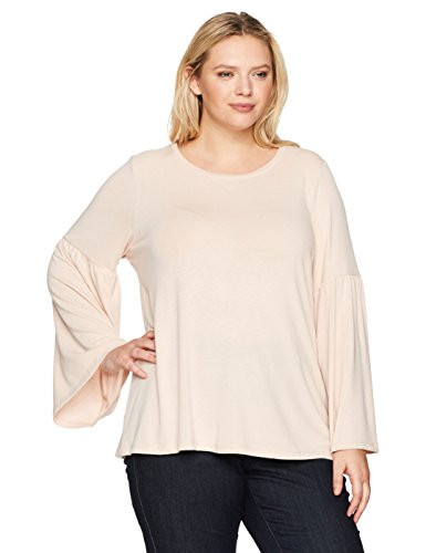 Calvin Klein Women s Plus Size Bell Sleeve Top  Blush  0X