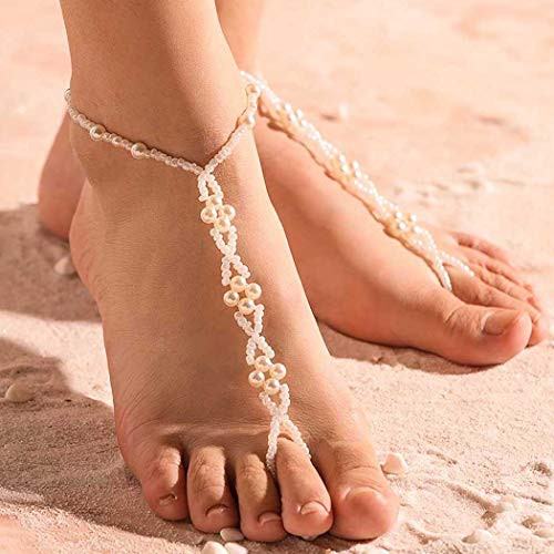 Bomine Pearl Barefoot Sandals Anklets Beach Ankle Bracelet Wedding Foot Chain Jewelry 2Pcs for Women and Girls Bomine Pearl Barefoot Sandals Anklets Beach Ankle Bracelet Wedding Foot Chain Jewelry 2Pcs for Women and Girls
