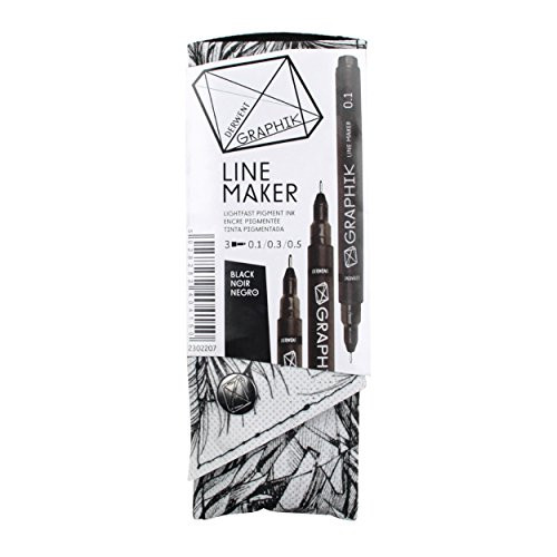 Derwent Graphite Pens  Graphik Line Maker Drawing Pens  Black  3 Pack  2302207