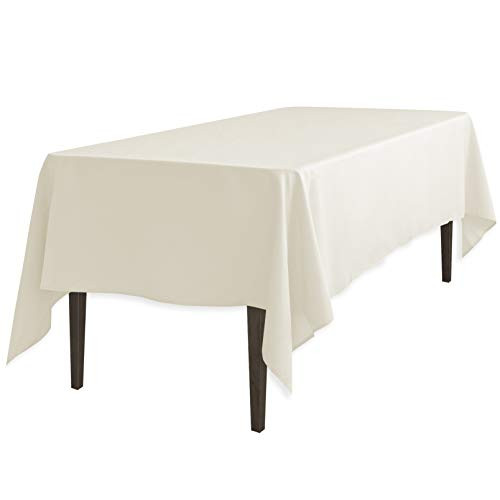 LinenTablecloth 60 x 126 Inch Rectangular Polyester Tablecloth Ivory