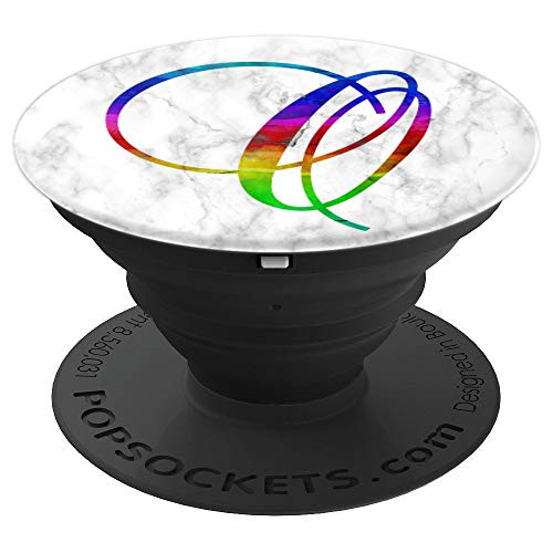 O Rainbow White Watercolor Paint Initial Monogram Letter PopSockets Grip and Stand for Phones and Tablets