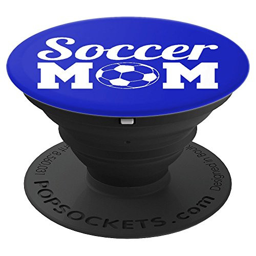 Soccer Mom Gift White and Blue PopSockets Grip and Stand for Phones and Tablets