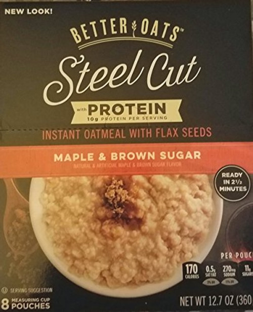 Better Oats Oat Revolution Steel Cut with Protein Maple Brown Sugar 12 7 oz 8 pouch box Better Oats Oat Revolution Steel Cut with Protein Maple Brown Sugar 12 7 oz 8 pouch box