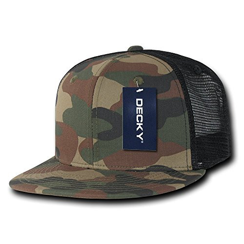 DECKY Cotton Flat Bill Trucker Cap  Woodland Woodland Black