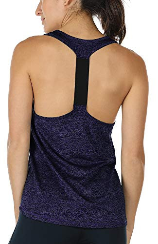 icyzone Workout Tank Tops for Women   Athletic Yoga Tops  T Back Running Tank Top M  Purple