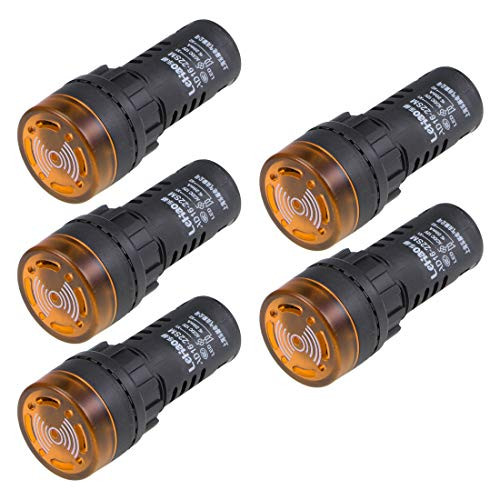 uxcell 5Pcs Yellow Indicator Light with Buzzer AC DC 12V  22mm Panel Mount Flashing Alarm  for Electrical Control Panel  HVAC  DIY Projects