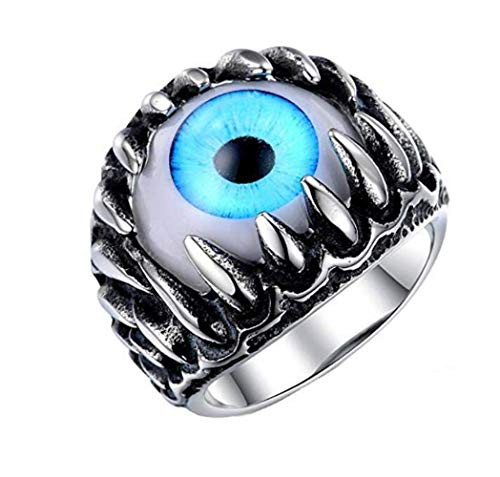 PAURO Men s Stainless Steel Dragon Claw Evil Devil Skull Eyeball Ring Gothic Biker Unique Blue Eyes Size 12 PAURO Men s Stainless Steel Dragon Claw Evil Devil Skull Eyeball Ring Gothic Biker Unique Blue Eyes Size 12