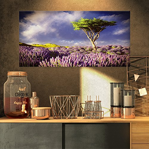 Green Tree in Lavender Field Modern Landscape on Canvas Art Wall Photgraphy Artwork Print Green Tree in Lavender Field Modern Landscape on Canvas Art Wall Photgraphy Artwork Print