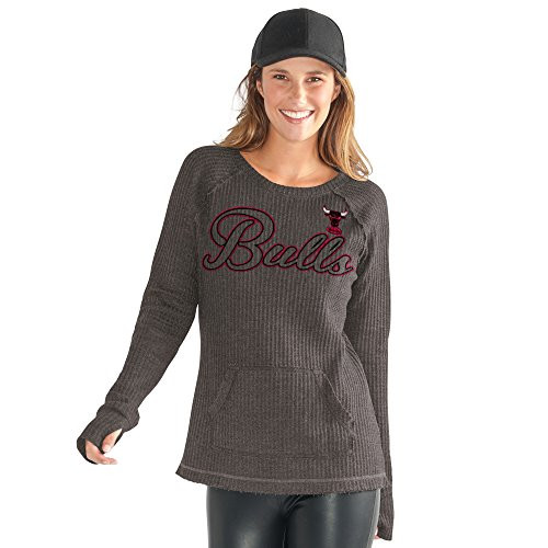 GIII For Her NBA Chicago Bulls Adult Women Off Season Pull Over  Large  Charcoal Grey