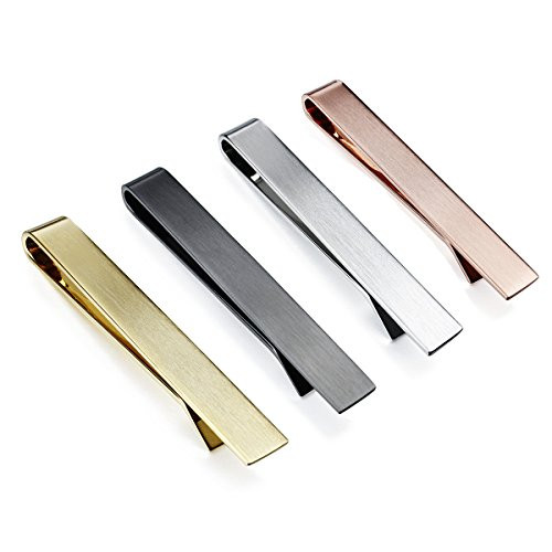 HAWSON Tie Clip Skinny Tie Bar for Mens 4Pcs Tie Clips Suitable for Wedding Anniversary Business and Daily Life Come with a Black Gift Box