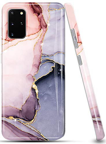 LUOLNH Galaxy S20 Plus Case Samsung Galaxy S20  Marble Case Brilliant Design Shockproof Flexible Soft Silicone Rubber TPU Bumper Cover Skin Case for Samsung Galaxy S20   S20 Plus  Pink Purple