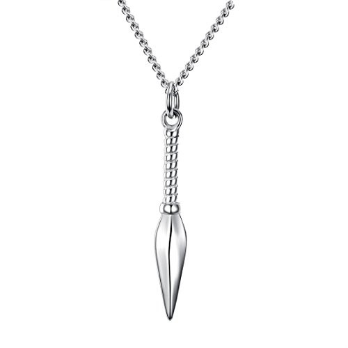 PAMTIER Men Stainless Steel Spear Point Arrowhead Spearhead Pendant Necklace Polished Silver with Chain PAMTIER Men Stainless Steel Spear Point Arrowhead Spearhead Pendant Necklace Polished Silver with Chain