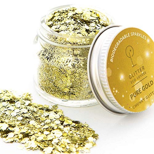 Pure Gold biodegradable chunky body glitter  8g  by Glitter Eco Lovers  Glitter for face  body and hair Rave Festival Party