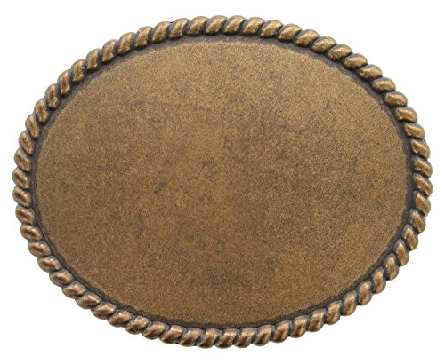 Plain Blank Oval Rope Edge Replacement Belt Buckle   Antiqued Brass