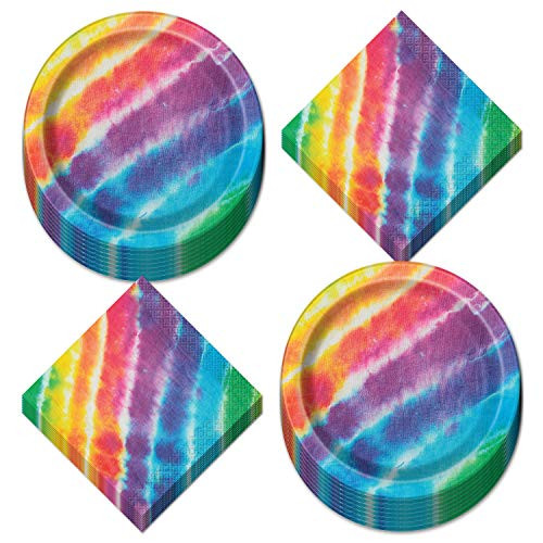 Tie Dye Rainbow Paper Dessert Plates and Beverage Napkins Beach Bum 60 s Decades and Hippie Theme Party Supplies Serves 16 Tie Dye Rainbow Paper Dessert Plates and Beverage Napkins Beach Bum 60 s Decades and Hippie Theme Party Supplies Serves 16