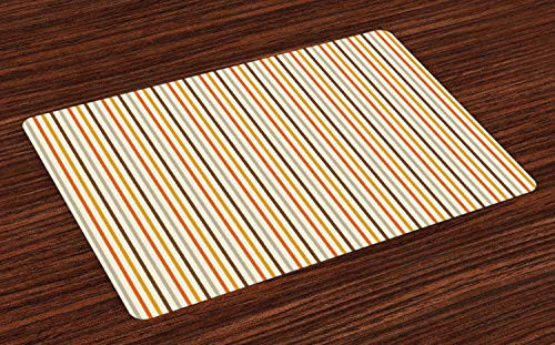 Ambesonne Vintage Place Mats Set of 4  Retro Nostalgic 60s 70s Fashion Stripes Vertical Pattern Vintage  Washable Fabric Placemats for Dining Room Kitchen Table Decor  Mustard Orange