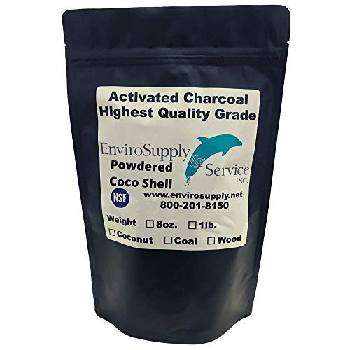 EnviroSupply Coconut Shell Powder Activated Carbon   Resealable 8 Ounce Bag  225 Grams   Ultra Fine Premium Charcoal  for Teeth Whitening  Beauty Supplies  Cleansing  Skin Care  Detox