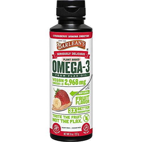BARLEAN S Seriously Delicious Omega 3 Flax Oil  Strawberry Banana Smoothie  8 oz  705875000291