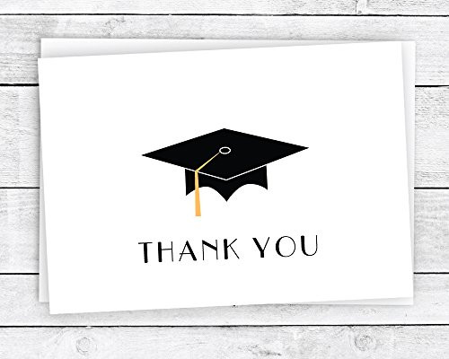 Graduation Cap with Colored Tassel Thank You Cards   24 Cards   Envelopes  Gold